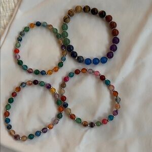 Multicolor Beaded Stretch Bracelet - Gemstone Accent